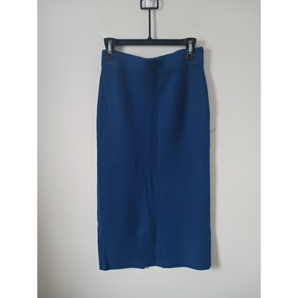 Ann Taylor 100% Cashmere Pencil Skirt Women S Teal Blue Midi Pull On